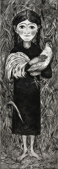 Girl with rooster