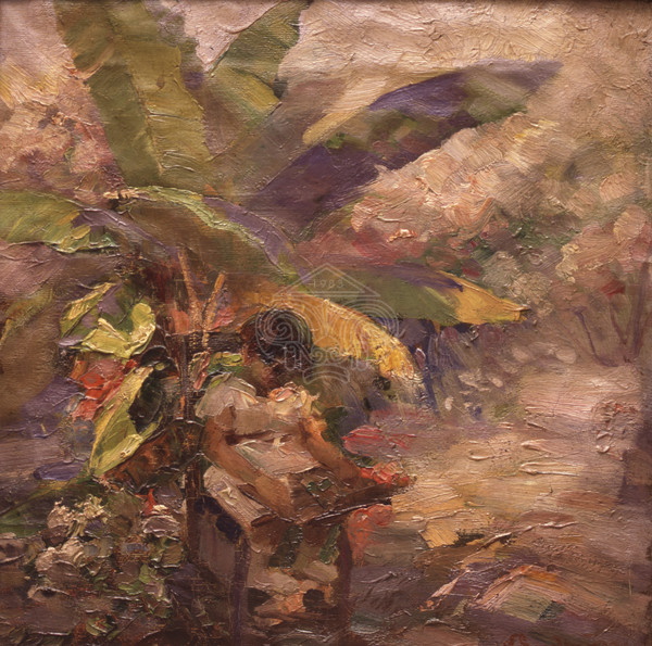 Girl under the banana tree