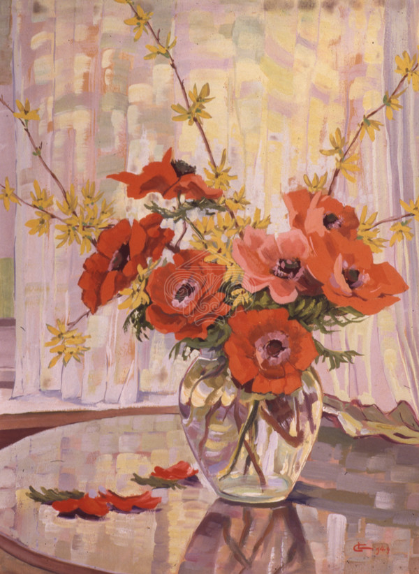 Vase with anemones