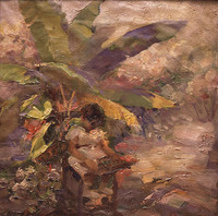 Girl under the banana tree